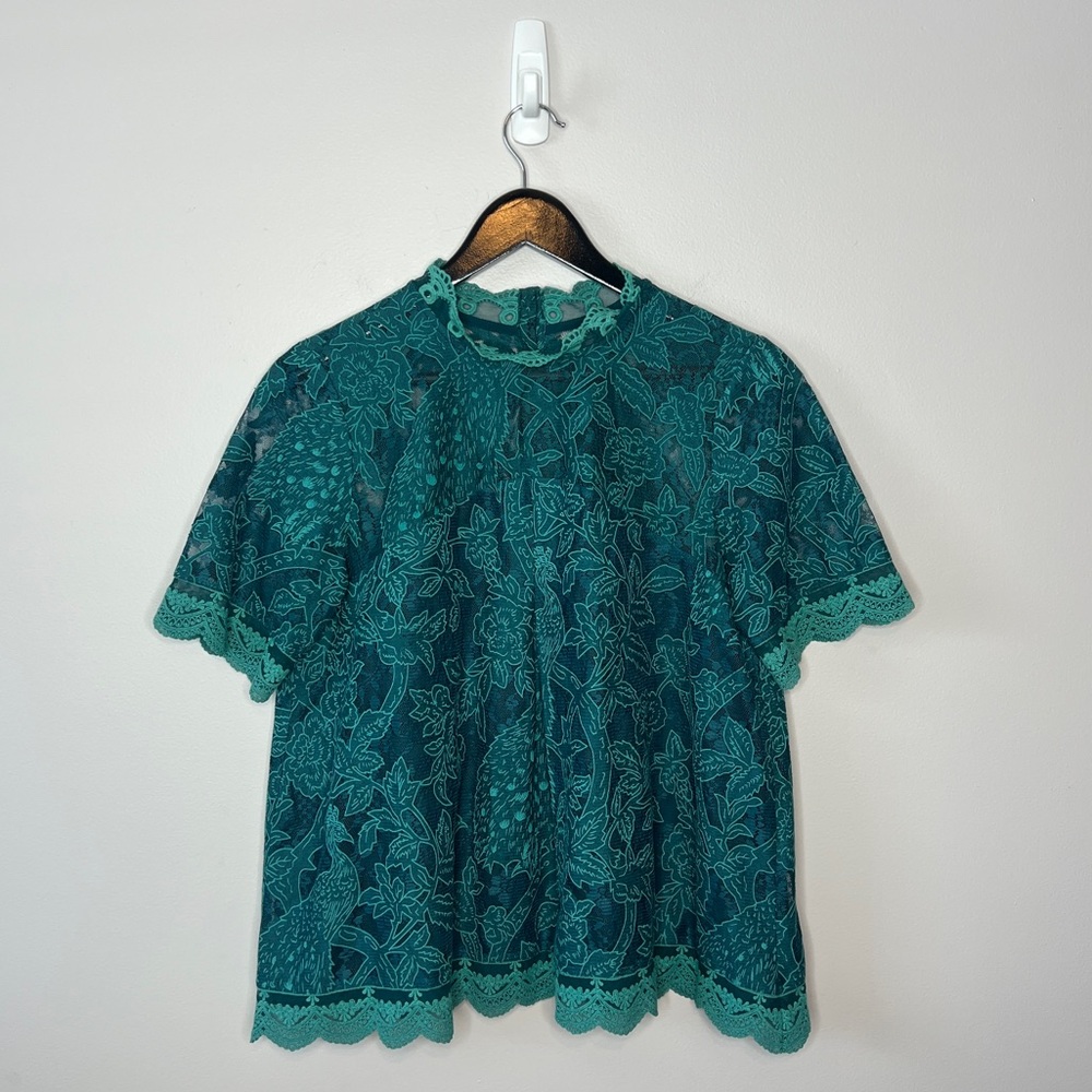 Anthropologie HD in Paris Lace Meadows Blouse Size 8